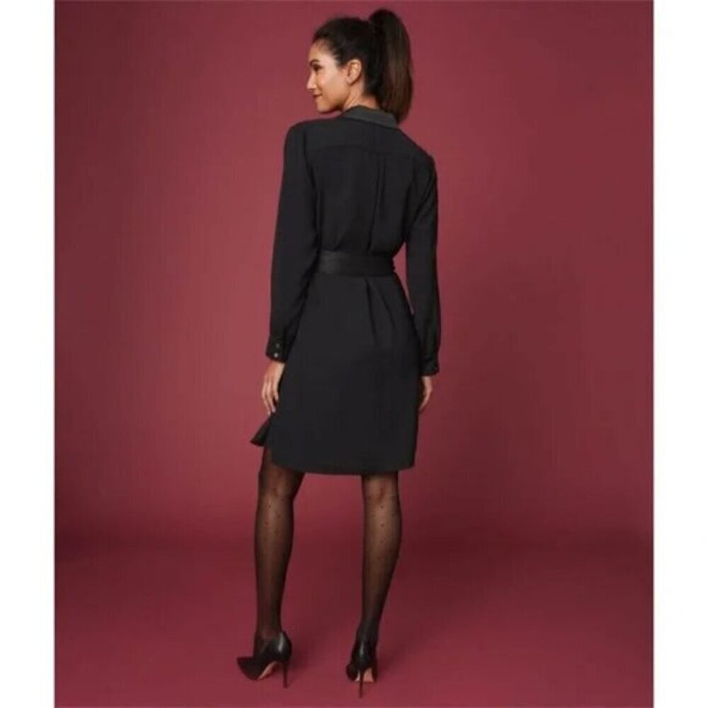 UnTuckIt Satin Black Wrap Agnes Dress Business Career Corporate Modern Large NWT - Picture 5 of 16